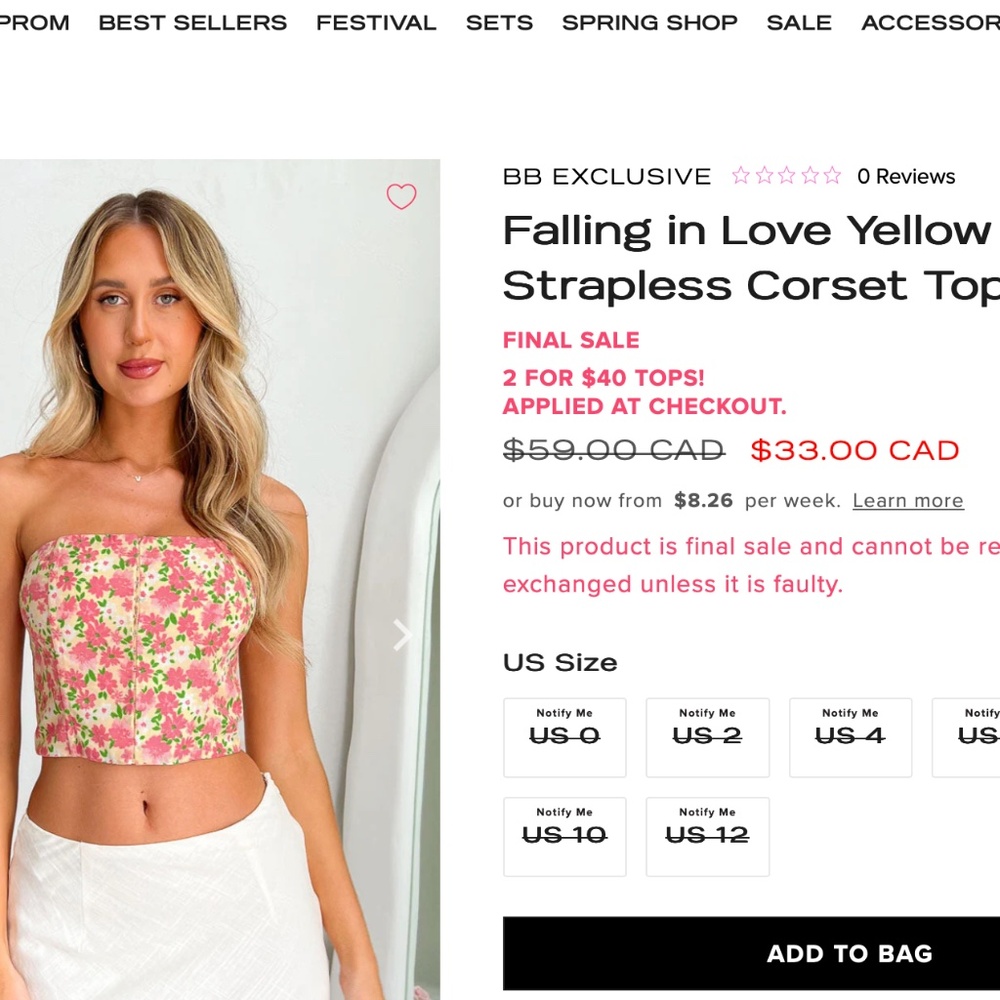 Beginning Boutique Floral Corset Top (BNWT)
